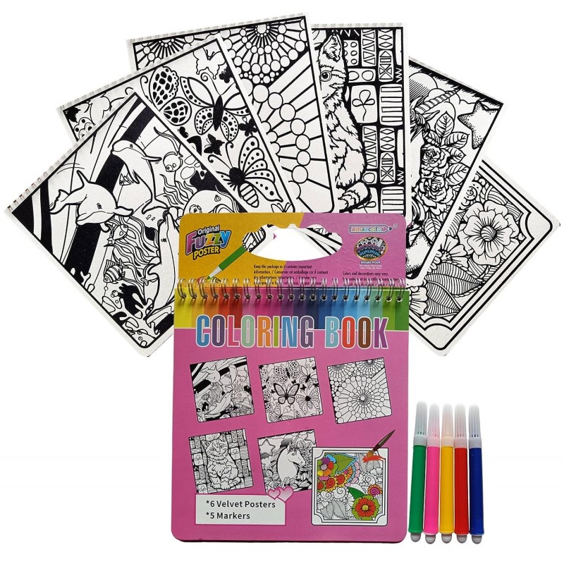 Colouring book with pink spiral bind