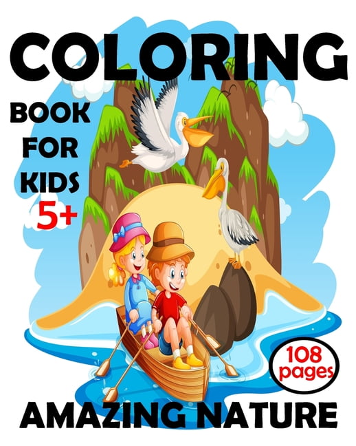 Coloring book for kids amazing nature large print coloring books for adults paperback