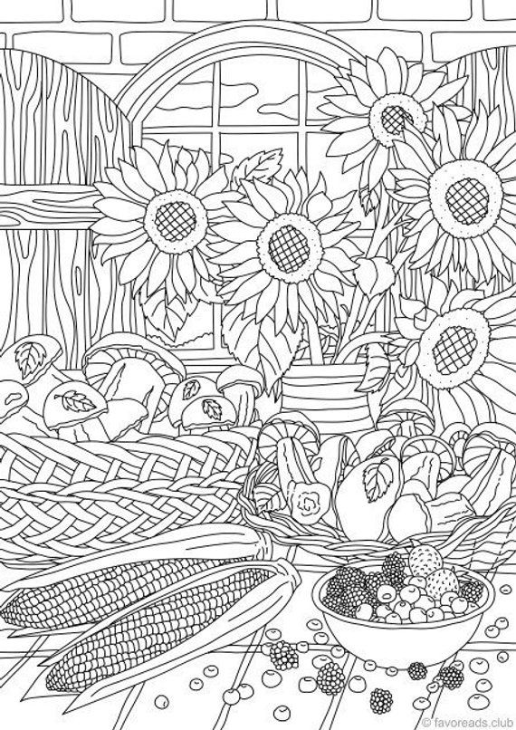 Nature gifts printable adult coloring page from favoreads