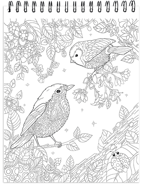 Nature coloring book for adults with hardback covers spiral binding â