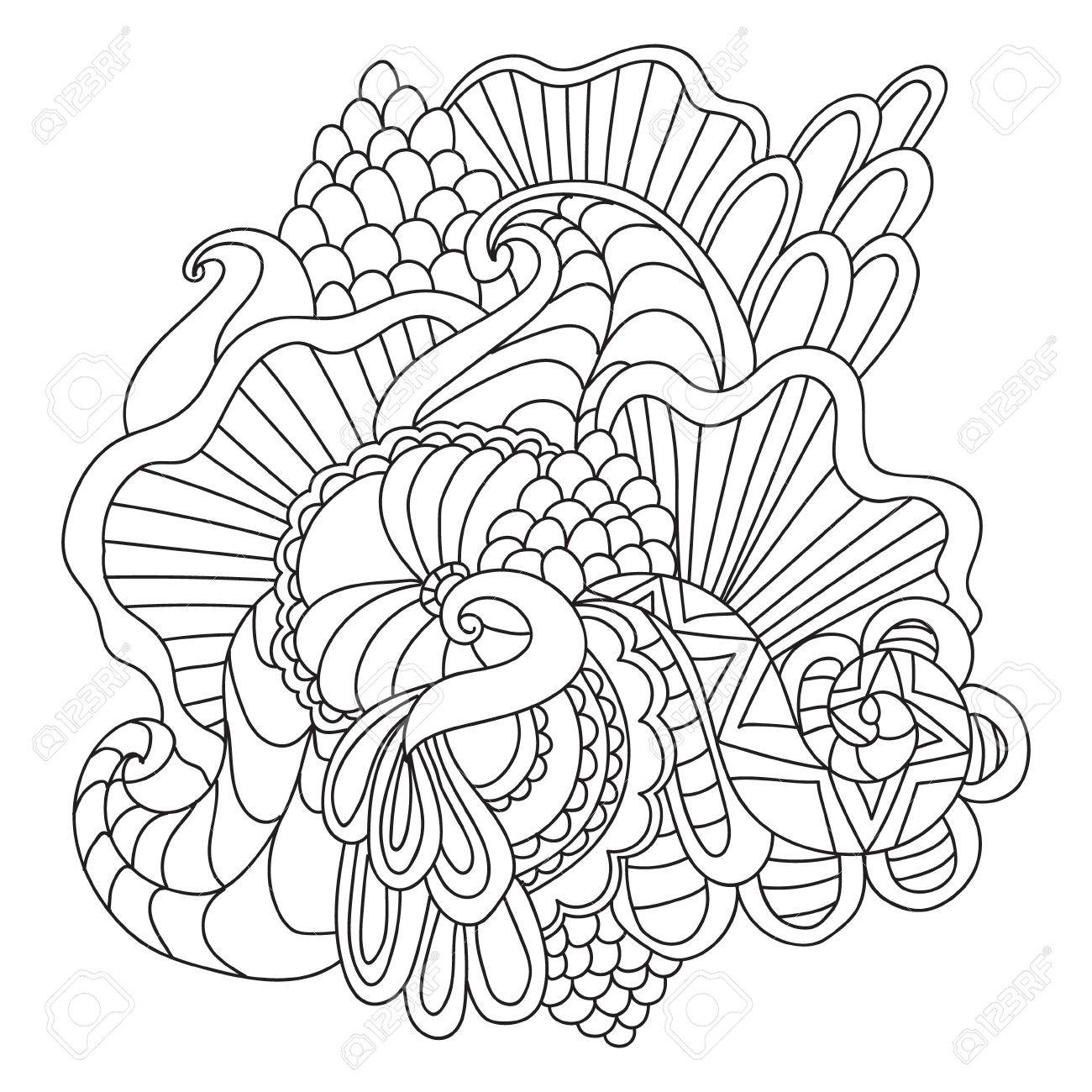 Coloring pages for adults coloring bookdecorative hand drawn doodle nature ornamental curl vector sketchy pattern royalty free svg cliparts vectors and stock illustration image