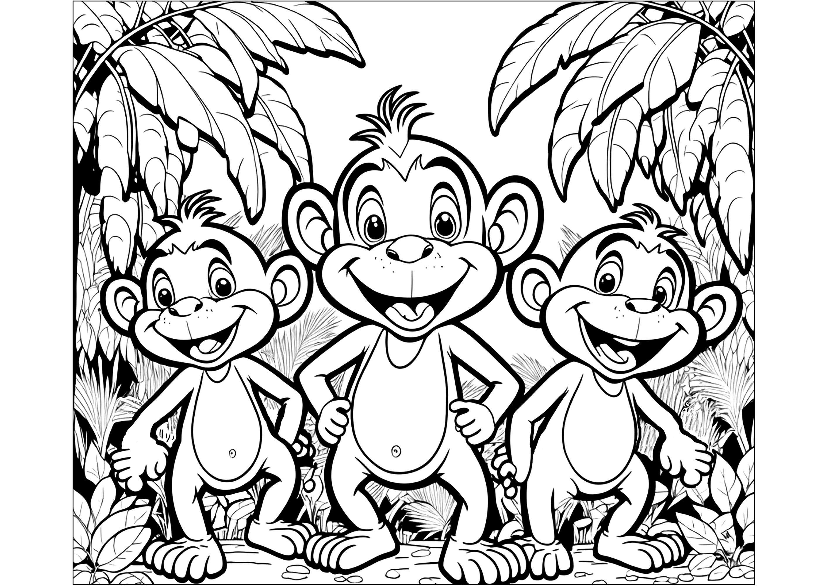 Three young monkeys