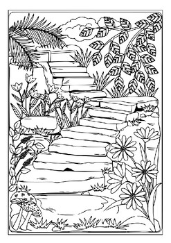 Escape into the beauty of nature with our scenery coloring pages for adults p