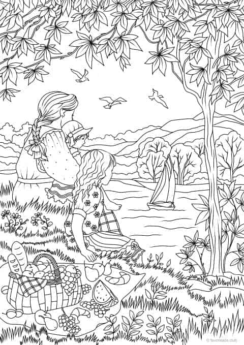 Best adult coloring pages to print featuring country scenes and nature â favoreads coloring club