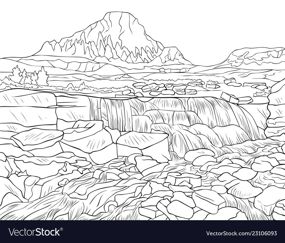 Adult coloring bookpage a nature landscape image vector image