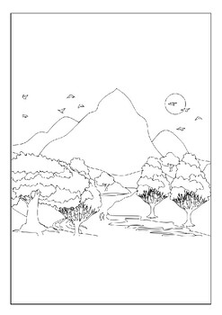 Escape into the beauty of nature with our scenery coloring pages for adults p