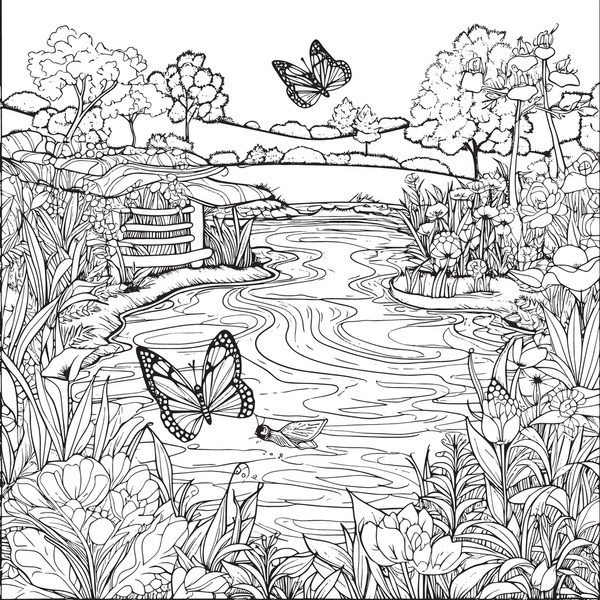 Adult coloring lake over royalty