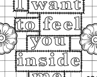 I want to feel you inside me naughty adult coloring page instant download