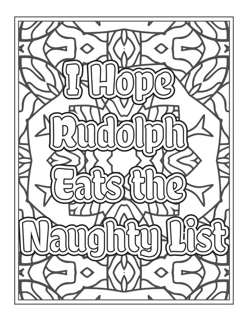 Premium vector christmas quotes coloring book page