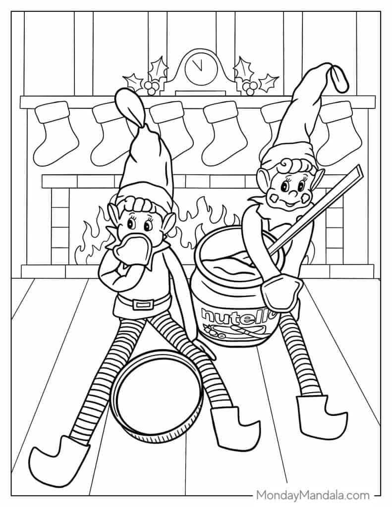 Elf on the shelf coloring pages free pdf printables