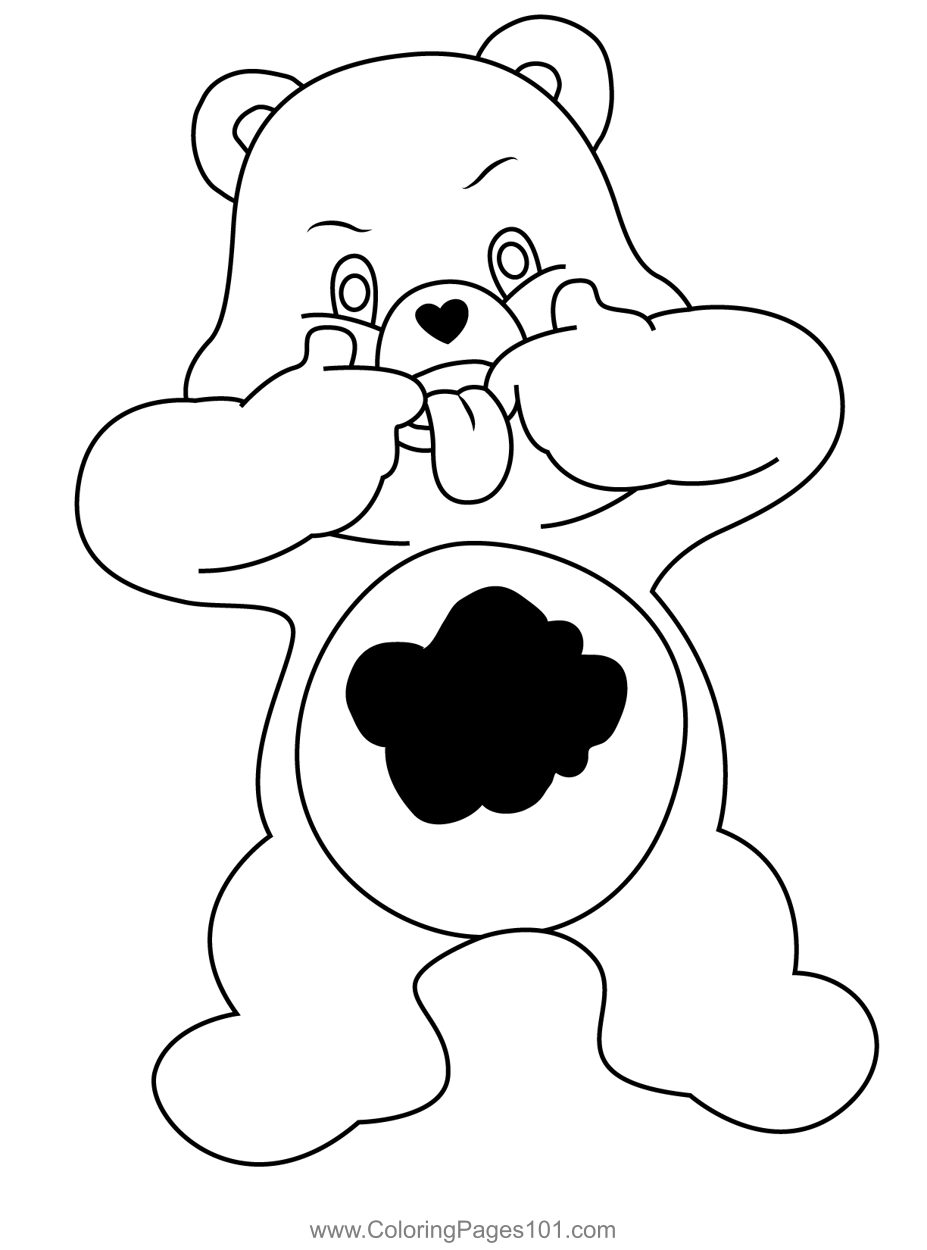 Grumpy bear naughty coloring page for kids