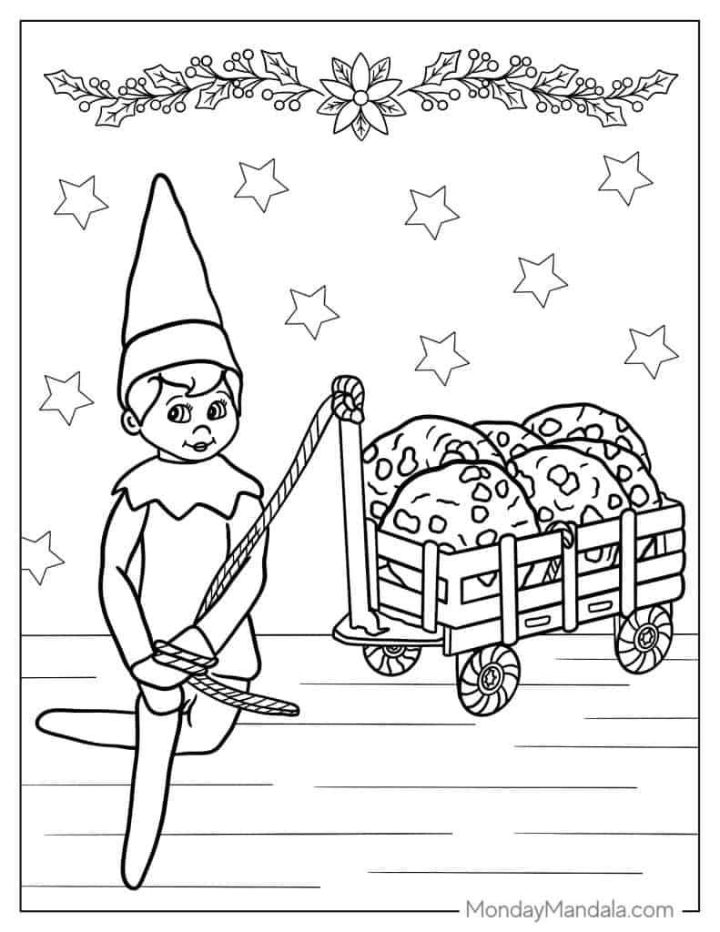 Elf on the shelf coloring pages free pdf printables