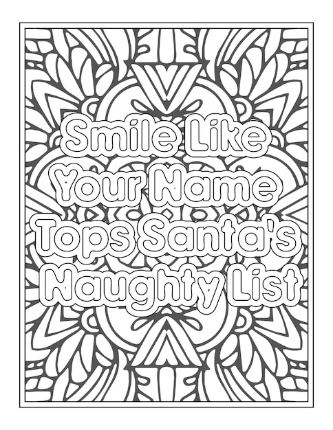 Premium vector santa claus quotes coloring page for adult coloring book