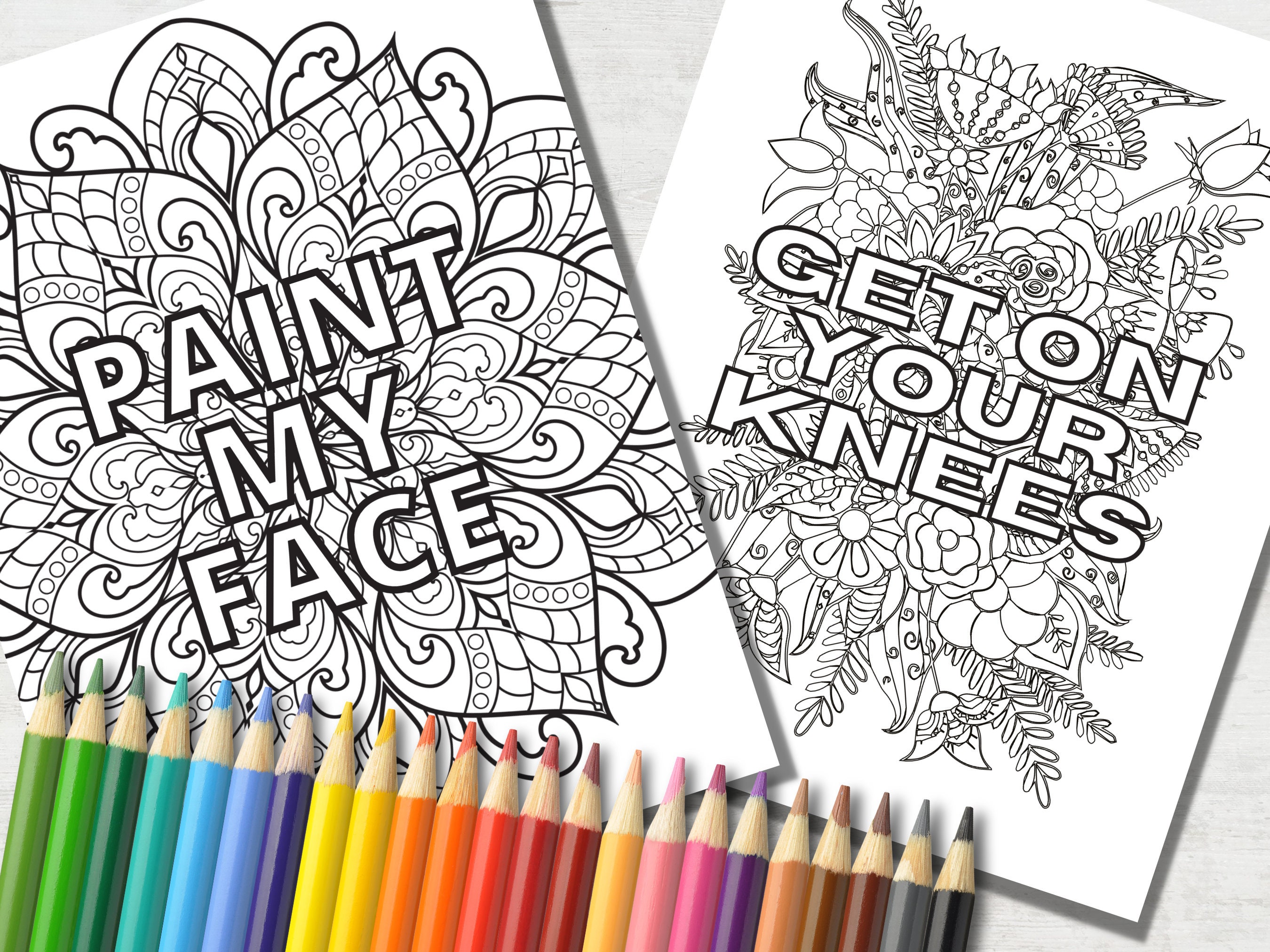 Naughty adult coloring pages with dirty swear words and sexy phrases stress relieving naughty printable colouring book digital download instant download