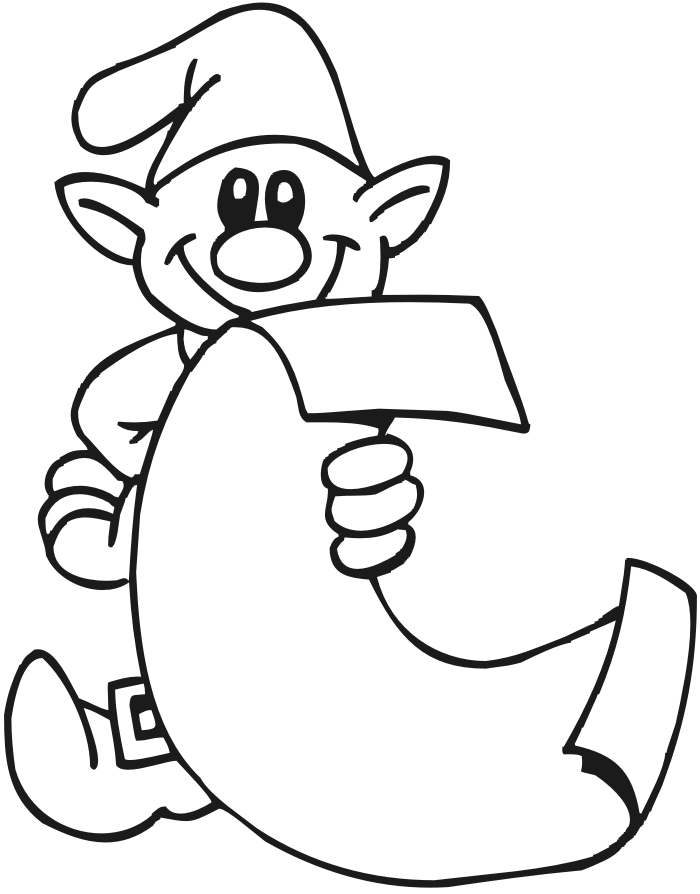 Christmas elf coloring page elf with naughty nice list