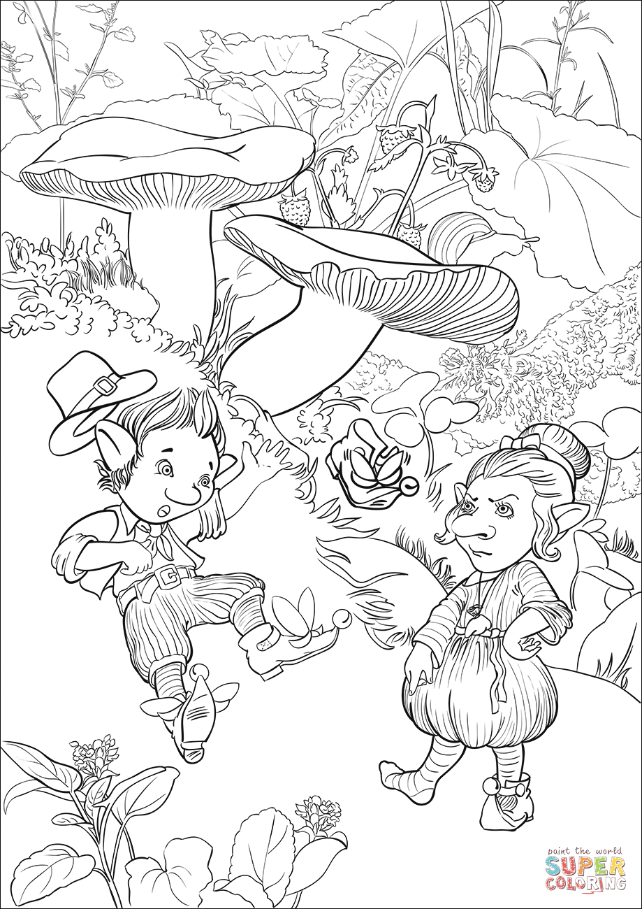 Leprechauns and naughty winged shoe coloring page free printable coloring pages