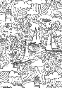 Boat coloring pages for adults kids