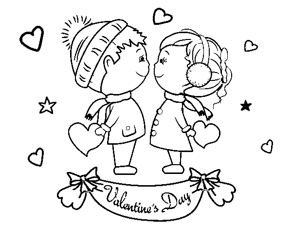 Kids valentine coloring page