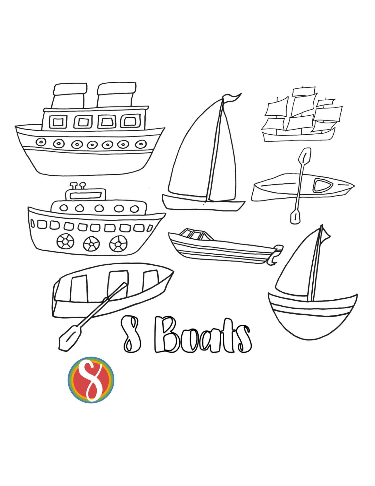 Free boat coloring pages â stevie doodles