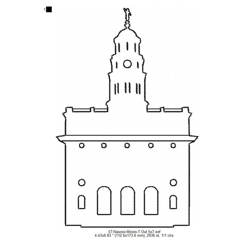 Nauvoo illinois lds temple outline machine embroidery digitized design â ten needle design