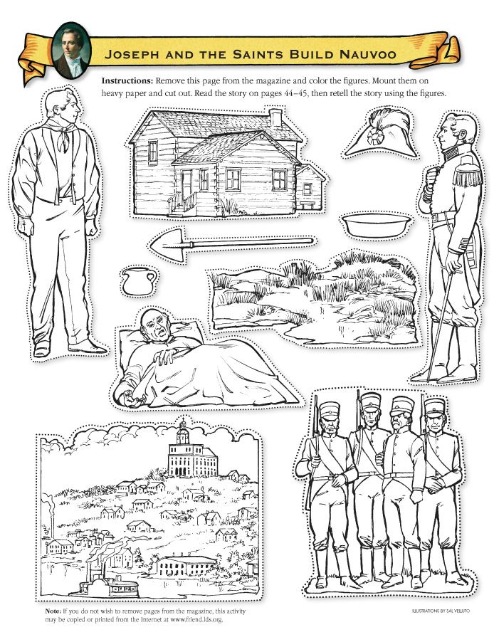 Joseph and the saints build nauvoo lds primary lessons lds coloring pages doctrine and covenants