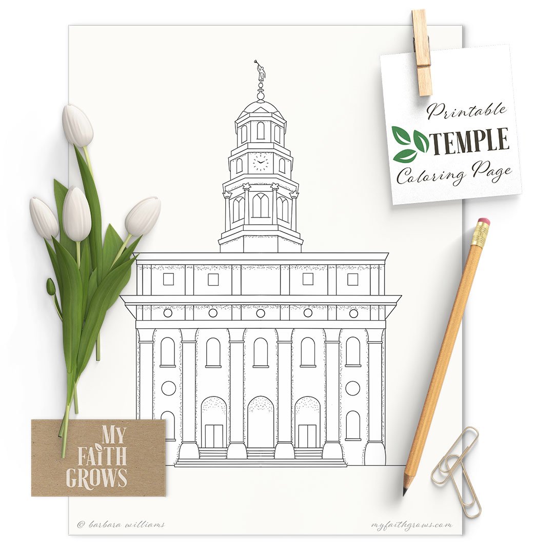 Nauvoo temple printable coloring page my faith grows