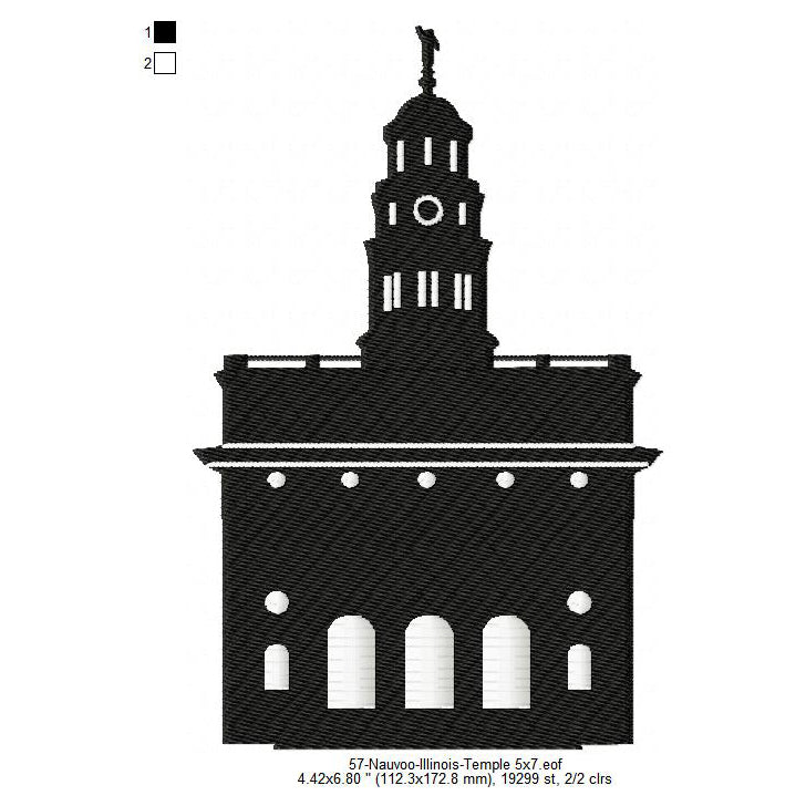 Nauvoo illinois lds temple silhouette machine embroidery digitized des â ten needle design