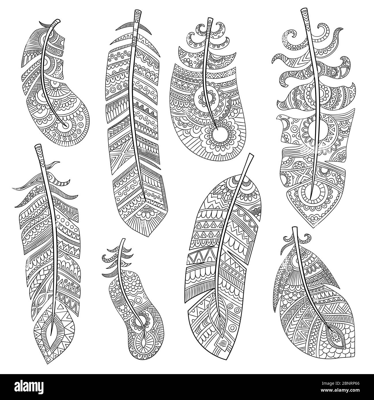 Tribal feathers cut out stock images pictures