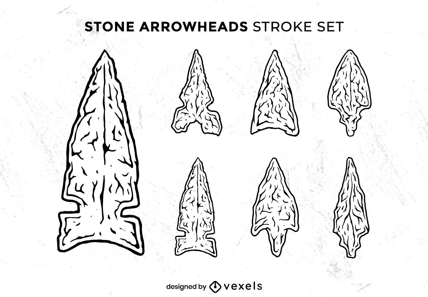 Native arrowhead illustrations set stroke vector download