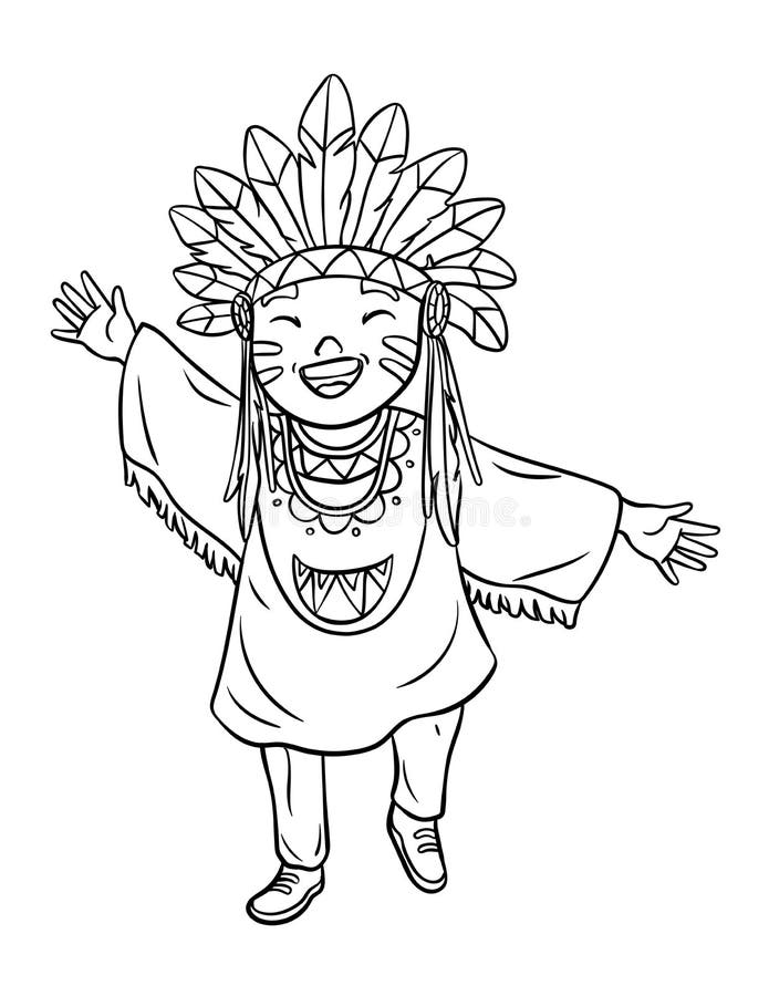 Native american indian totem coloring page stock vector