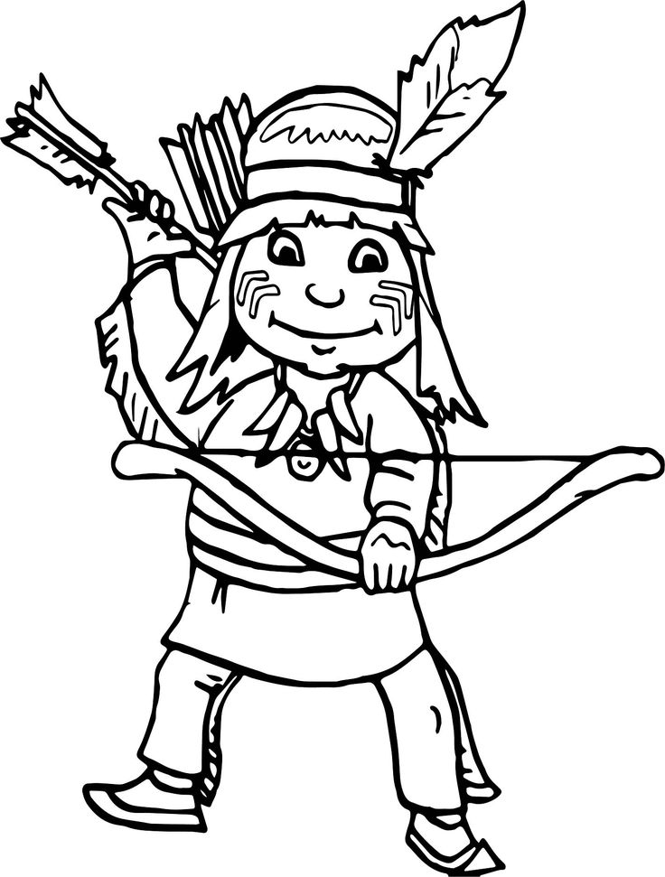 American arrow and boy indian coloring page