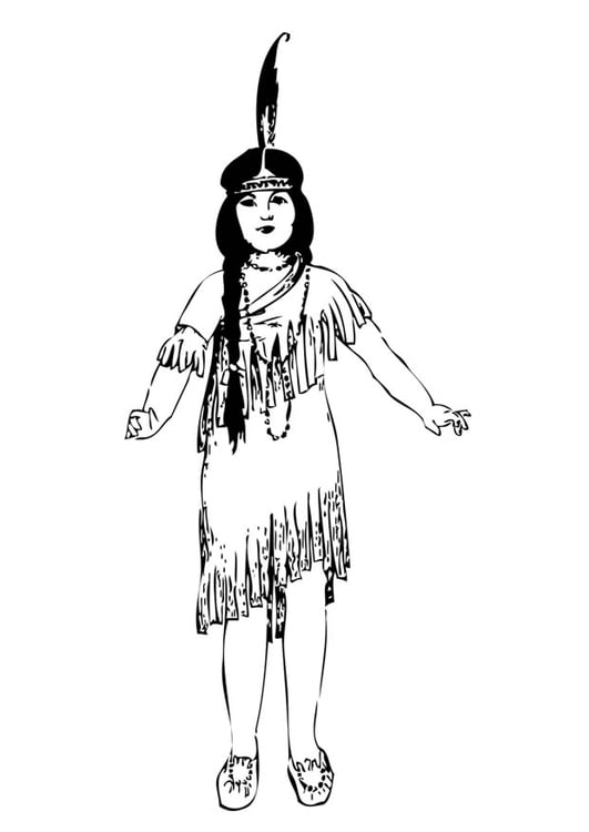 Coloring page indian girl