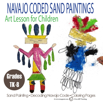 Navajo coded sand painting art lesson for kids by art cart teacher