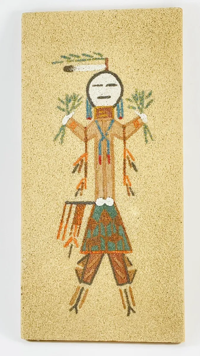 Navajo native american sand painting of a healing god wall hanging decor art