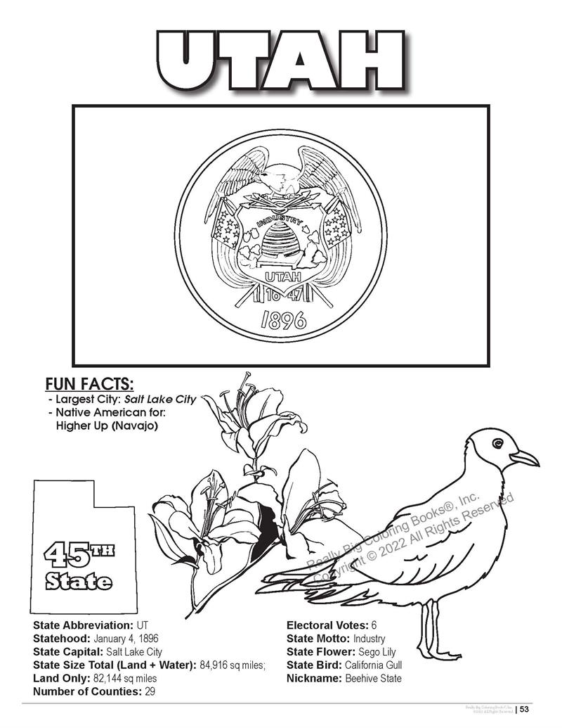 Utah state coloring book x