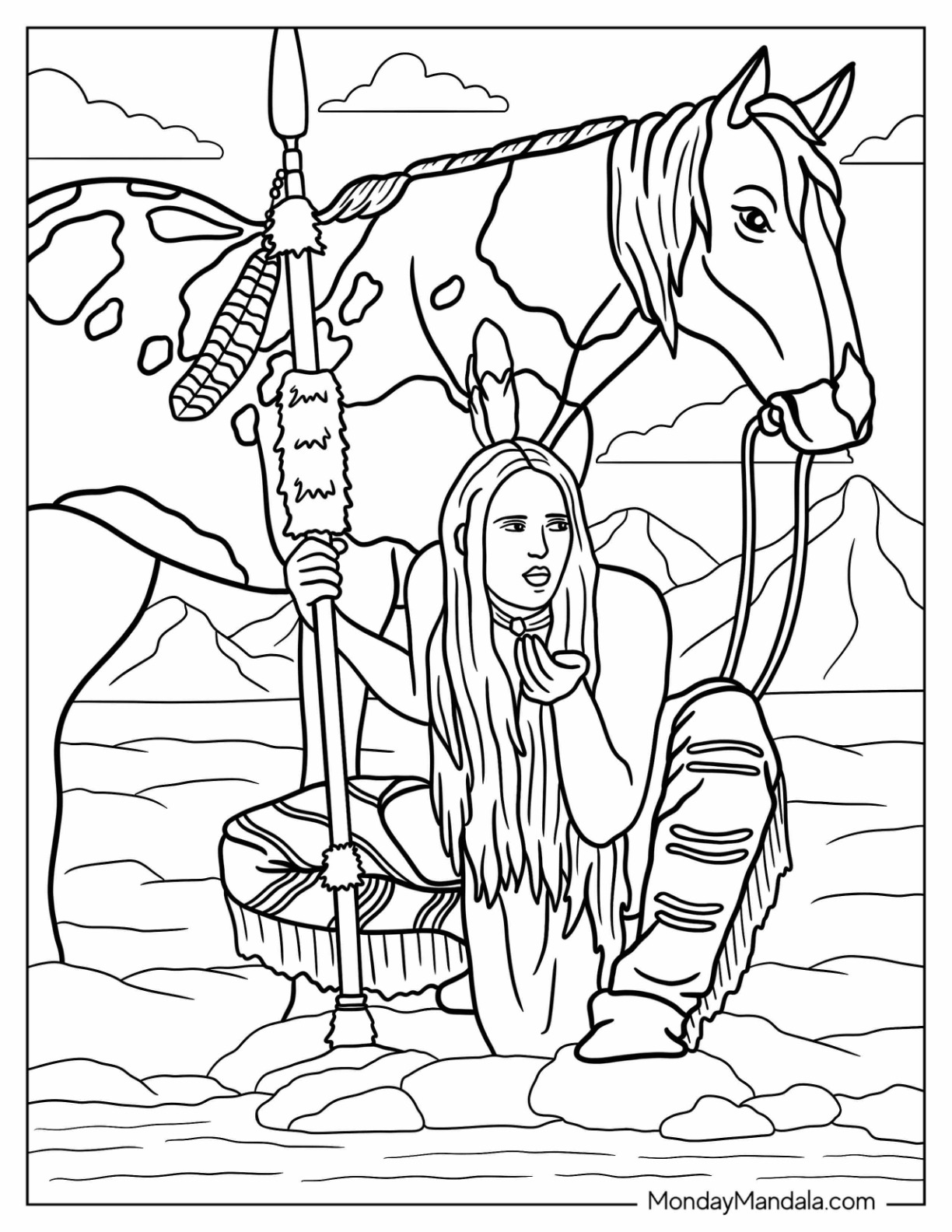 Native american coloring pages free pdf printables