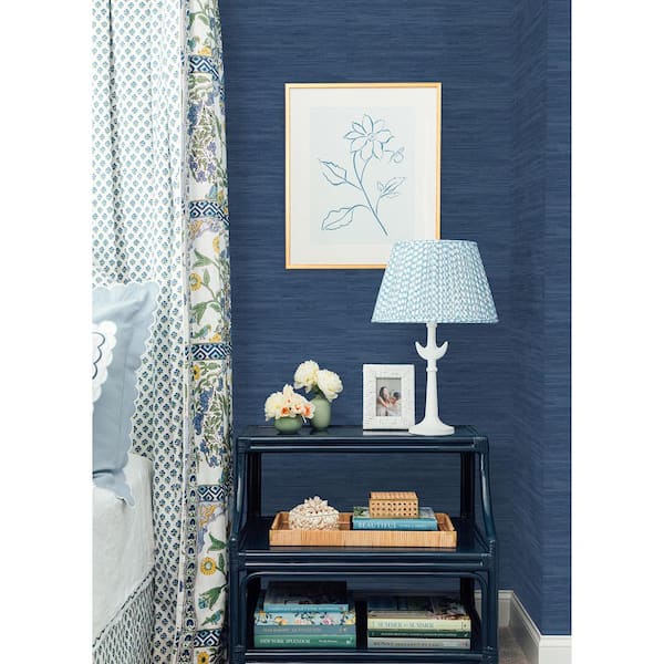 navy grasscloth wallpaper