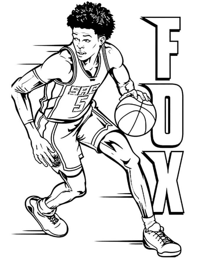 An nba player is about to throw a pass coloring page