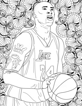 Kobe bryant nba star coloring page black history month resource by color in fun