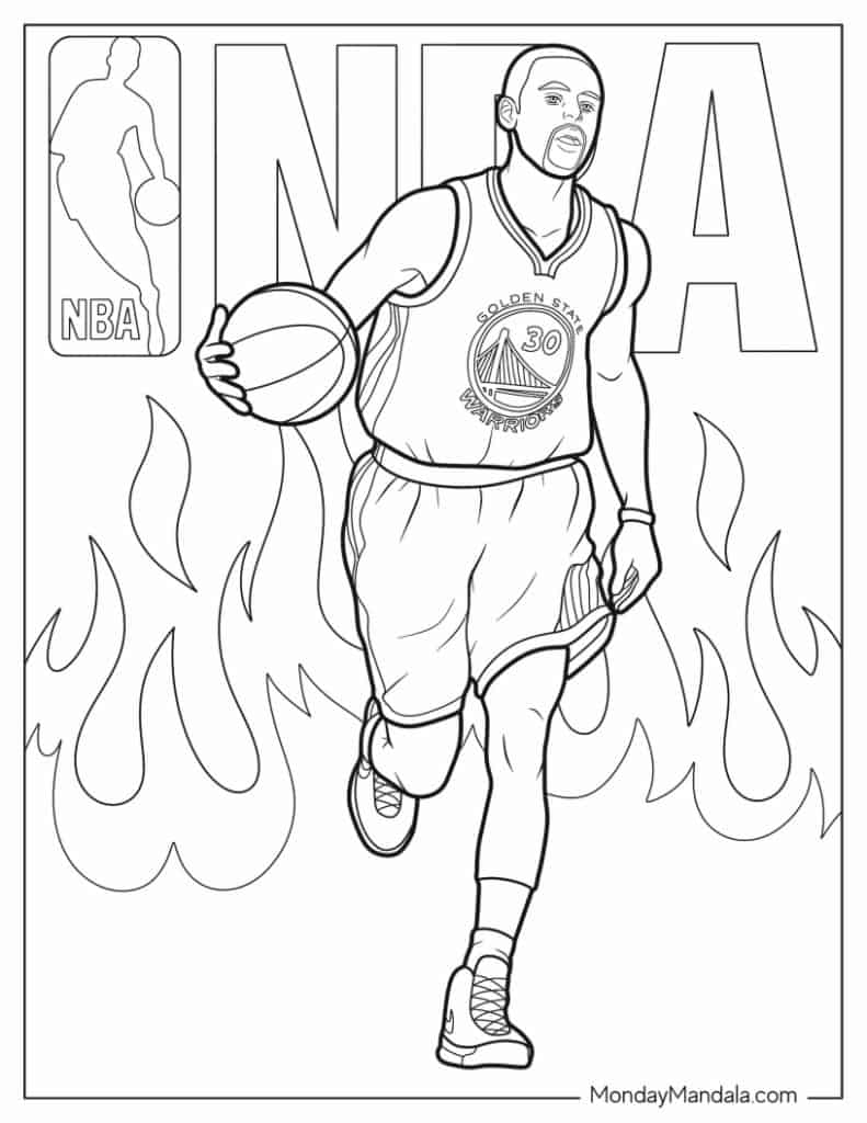 Steph curry coloring pages free pdf printables