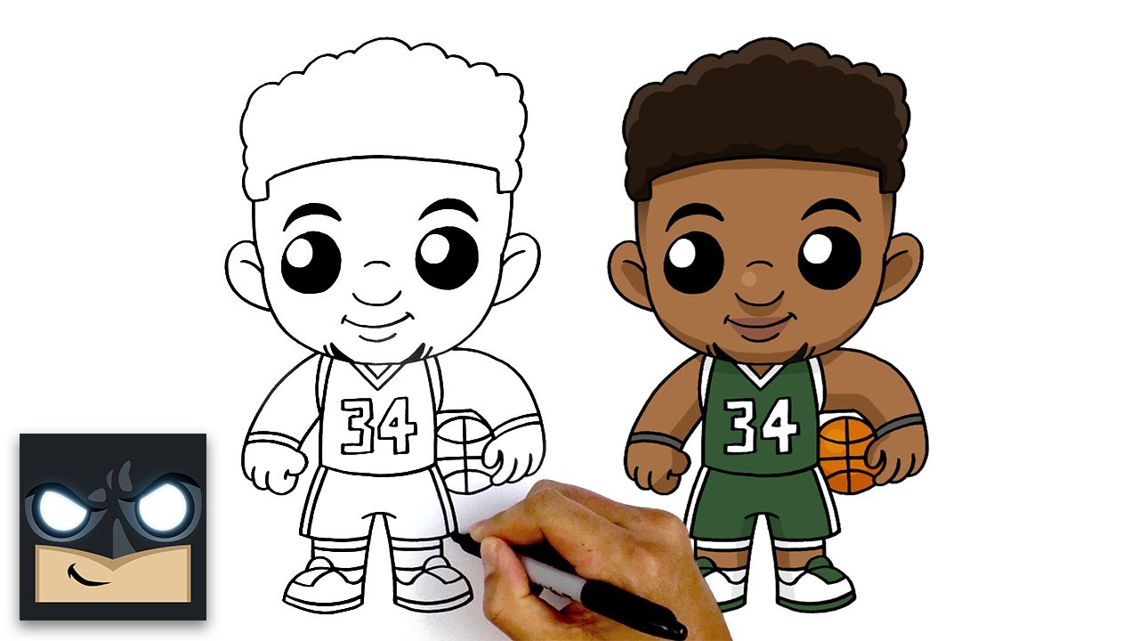 How to draw giannis antetokounpo ilwaukee bucks