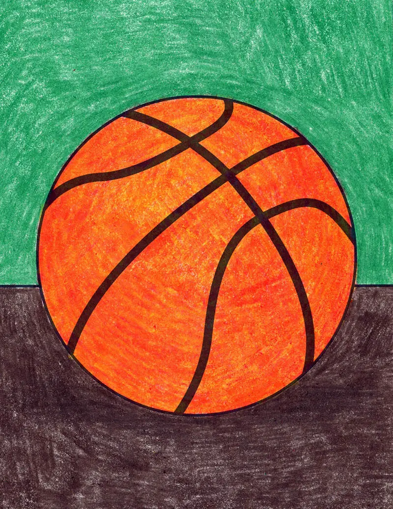 Easy how to draw a basketball tutorial basketball coloring page