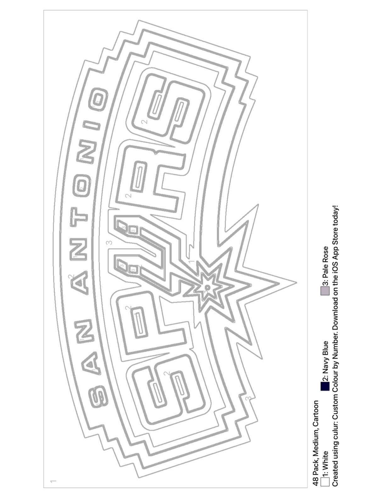 Printable color by number of the spurs logo great for the family rnbaspurs