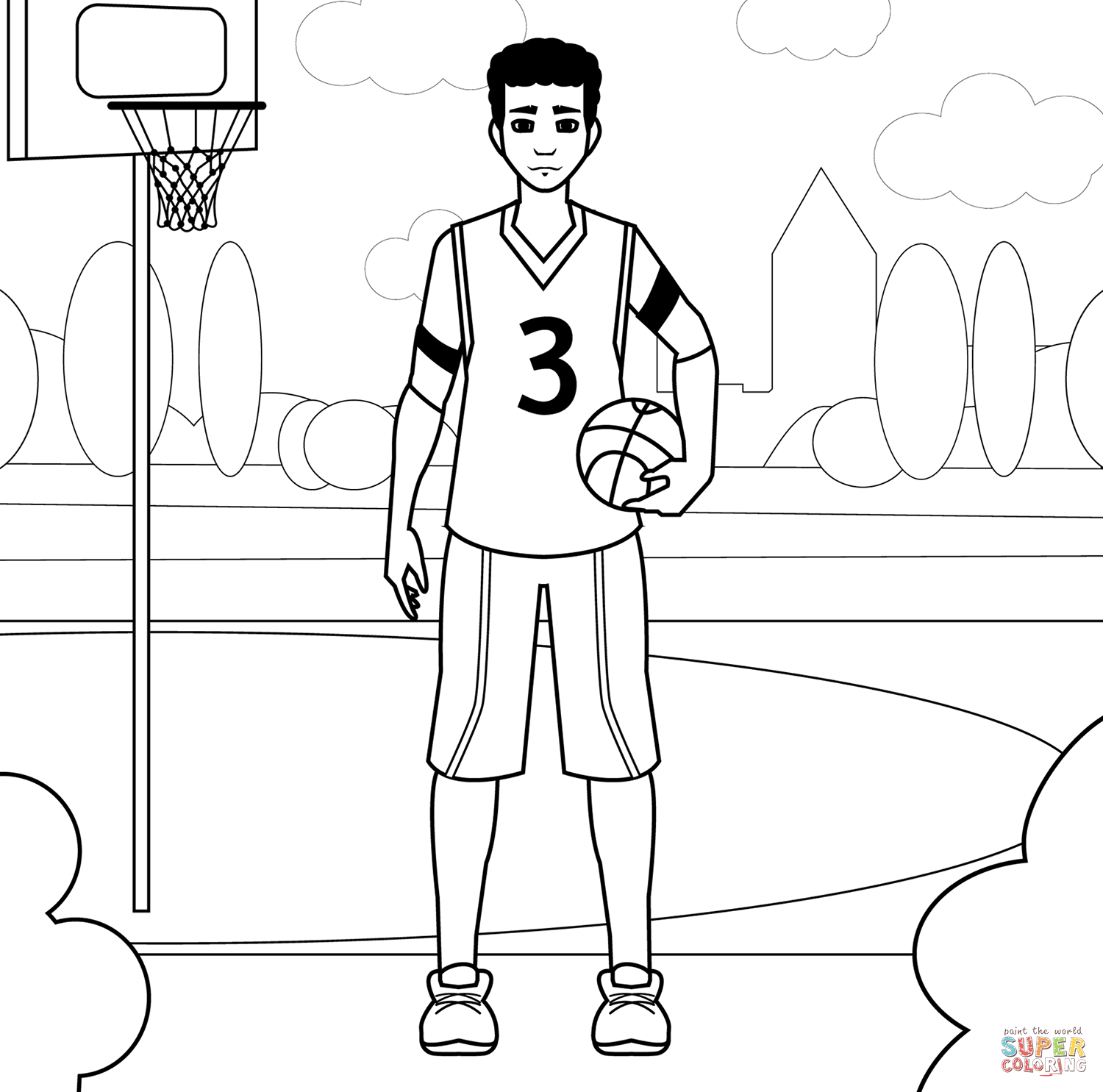 Basketball player coloring page free printable coloring pages