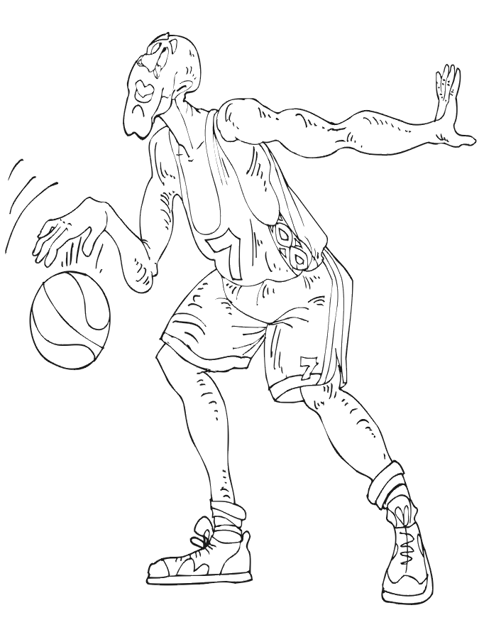 Basketball coloring picture basketball player