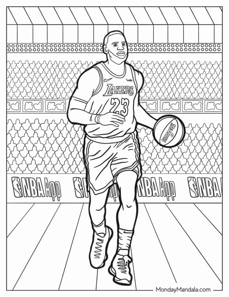 Nba basketball coloring pages free pdf printables