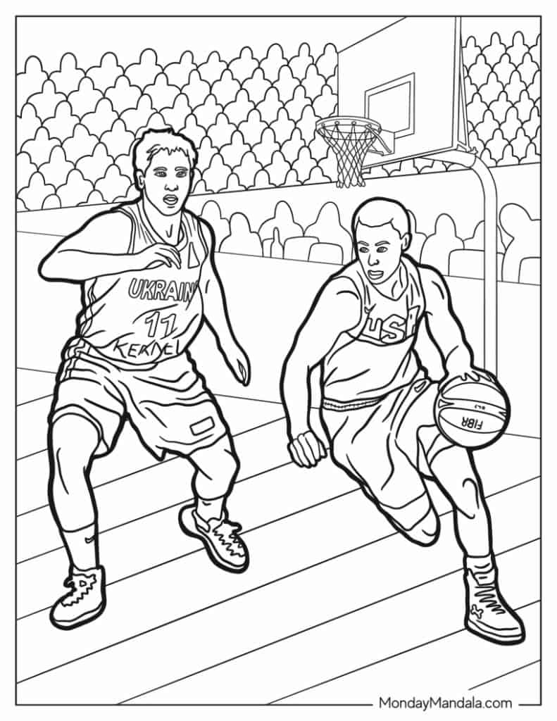 Nba basketball coloring pages free pdf printables