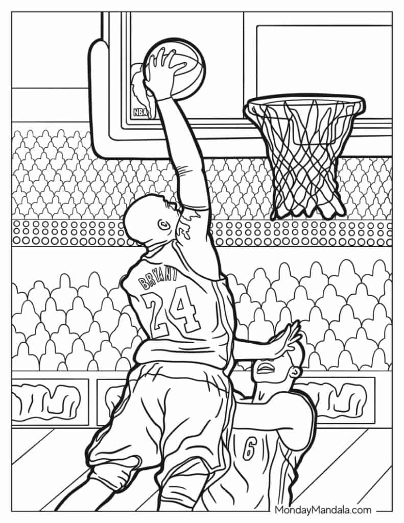 Nba basketball coloring pages free pdf printables