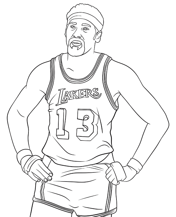 Wilt chamberlain coloring page la lakers