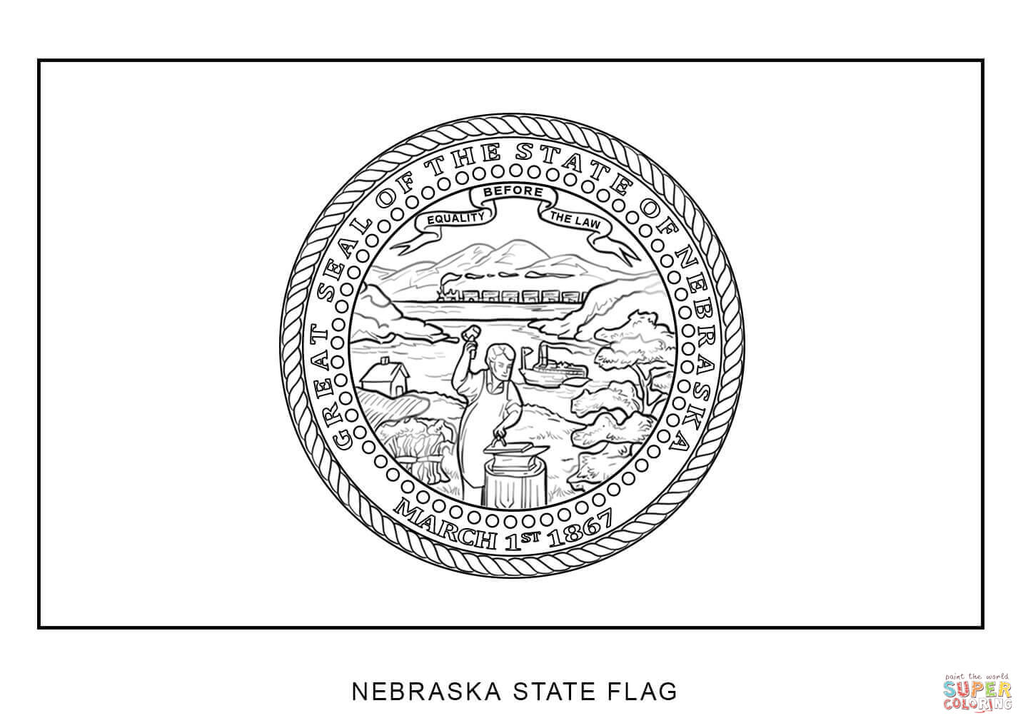 Flag of nebraska coloring page free printable coloring pages